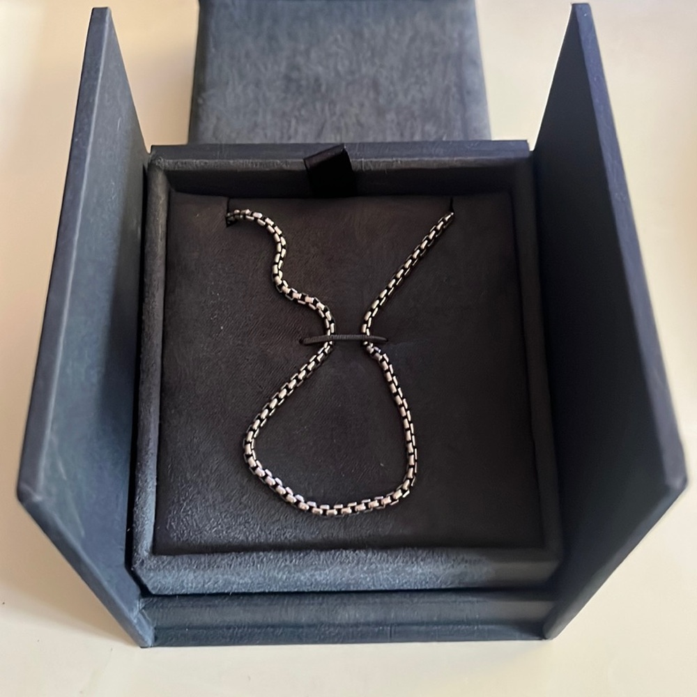 DAVID YURMAN| Box Chain Necklace Sterling Silver w/ 14K Yellow Gold Accent 2.7mm